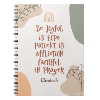 Caderno Espiral Modern Boho Christian Bíblia Verse Abstrato Art