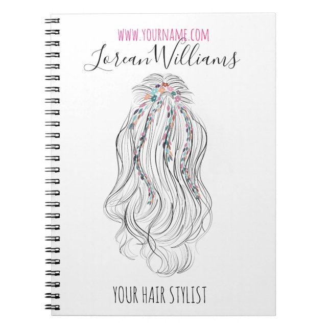 Caderno Espiral Modern Boho Wildflower Bridal Hair Stylist Floral (Frente)