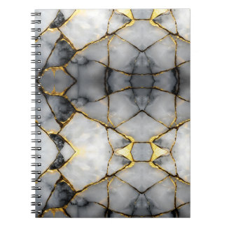 Caderno Espiral Modern Cracked Gold White & black marble