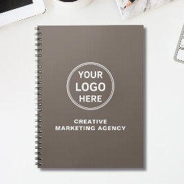 Caderno Espiral Modern Custom Logo Taupe Business