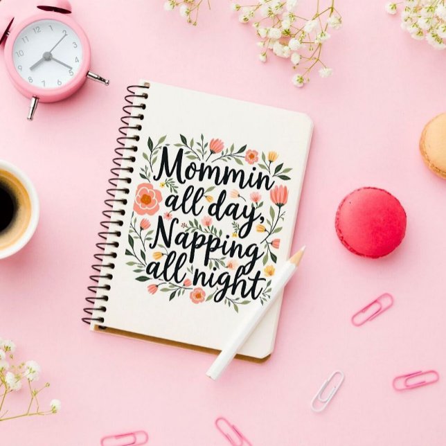 Caderno Espiral Modern Cute Floral Mother's Day, Pink Floral (Criador carregado)