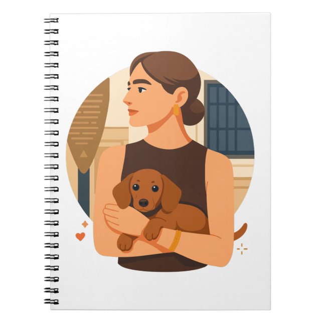 Caderno Espiral Modern Dog Mom Aesthetic With Cute Puppy (Frente)