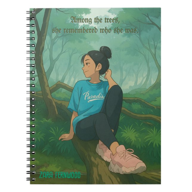 Caderno Espiral Modern Ghibli Style Customizable Quote and Name (Frente)