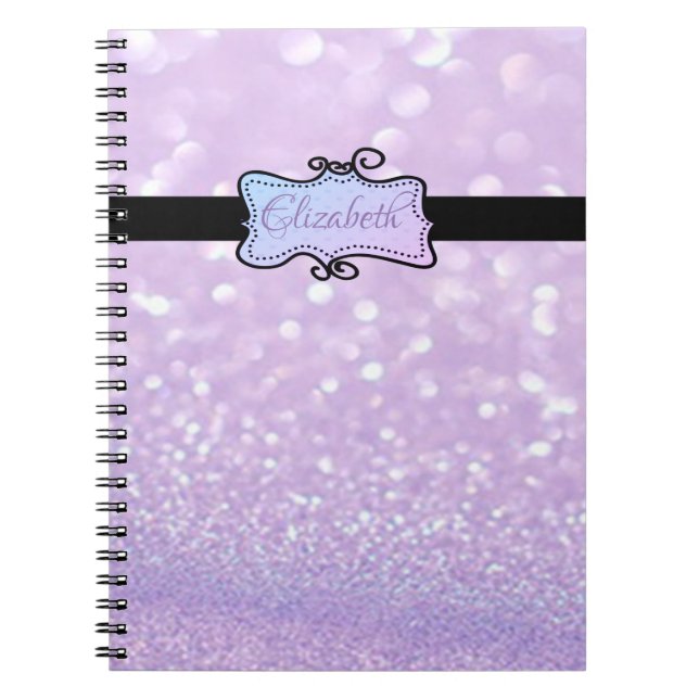 Caderno Espiral Modern Glitter Bokeh , Personalizado (Frente)