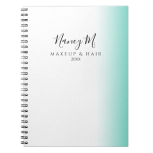 Caderno Espiral Modern minimal gradient mint white makeup & hair