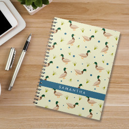 Caderno Espiral Modern Minimal Mallard Duck Pattern Notebook