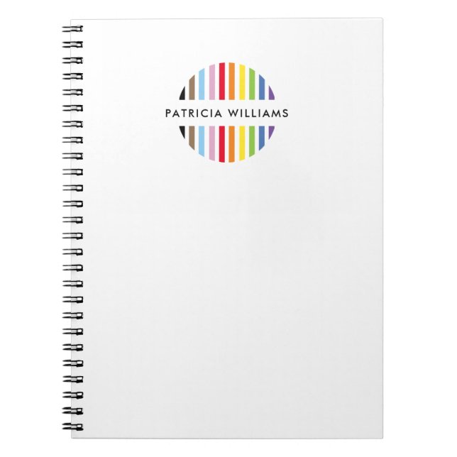 Caderno Espiral MODERN MINIMAL stripe logo rainbow pride LGBTQ (Frente)
