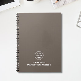 Caderno Espiral Modern Minimalist Custom Logo Taupe Business