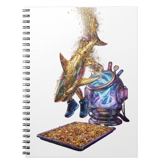 Caderno Espiral Modern Minimalist Luxury Cyber Shark - Neon Aesthe (Frente)