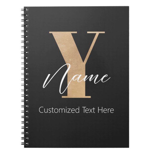 Caderno Espiral Modern Monogrammed Initial Y & Name Personalized (Frente)