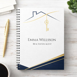 Caderno Espiral Modern Navy Gold Luxury Realtor Estate Agent
