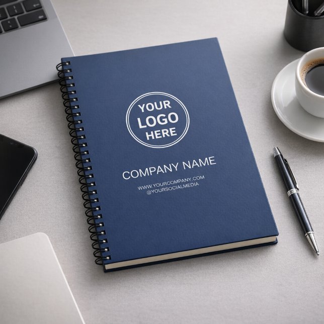 Caderno Espiral Modern Personalized Logo Navy Blue Corporate (Modern Personalized Logo Navy Blue Corporate Notebook)