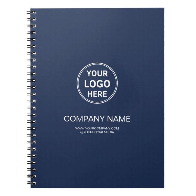 Caderno Espiral Modern Personalized Logo Navy Blue Corporate (Frente)
