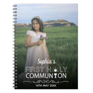 Caderno Espiral Modern Photo Typography First Holy Communion