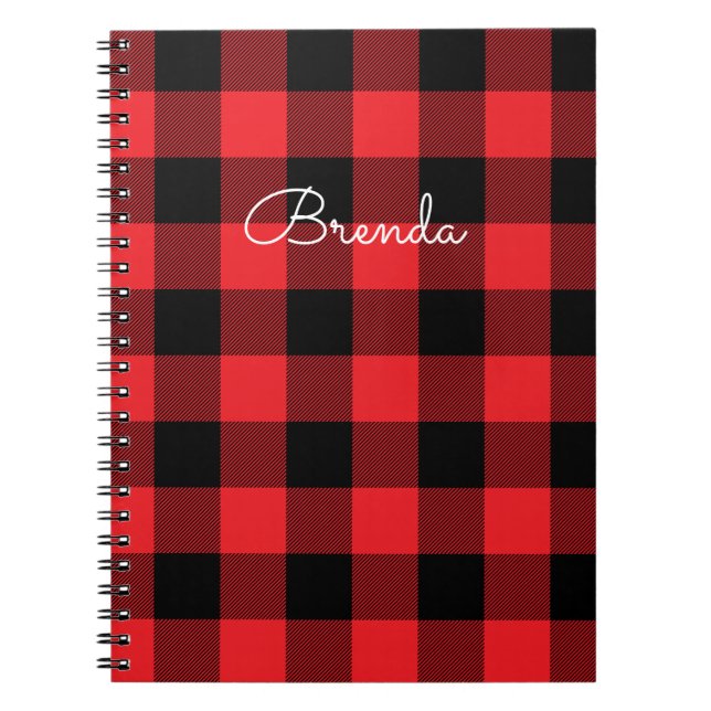 Caderno Espiral Modern Red and Black Buffalo Check (Frente)