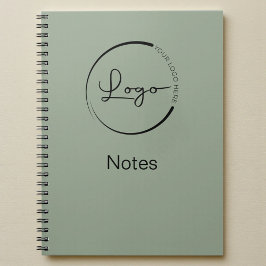 Caderno Espiral Modern Sage Green Minimalist Logo Professional