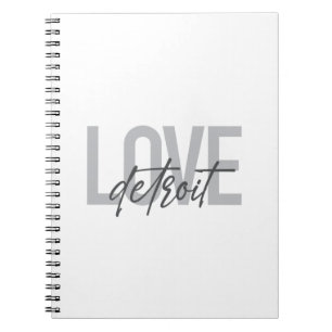 Caderno Espiral Modern, simple, cool, urban design Love Detroit