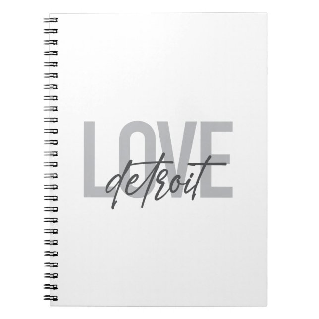 Caderno Espiral Modern, simple, cool, urban design Love Detroit (Frente)