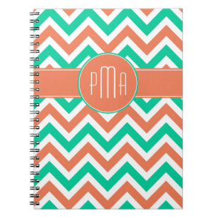 Caderno Espiral Modern Summer Chevron Stripe Monograma