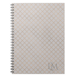 Caderno Espiral Modern Taupe Gray Gold Monogram Business Branding