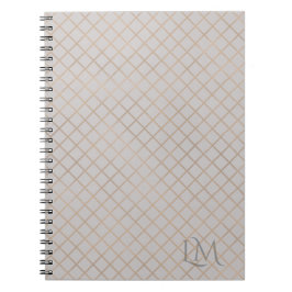 Caderno Espiral Modern Taupe Gray Gold Monogram Business Branding