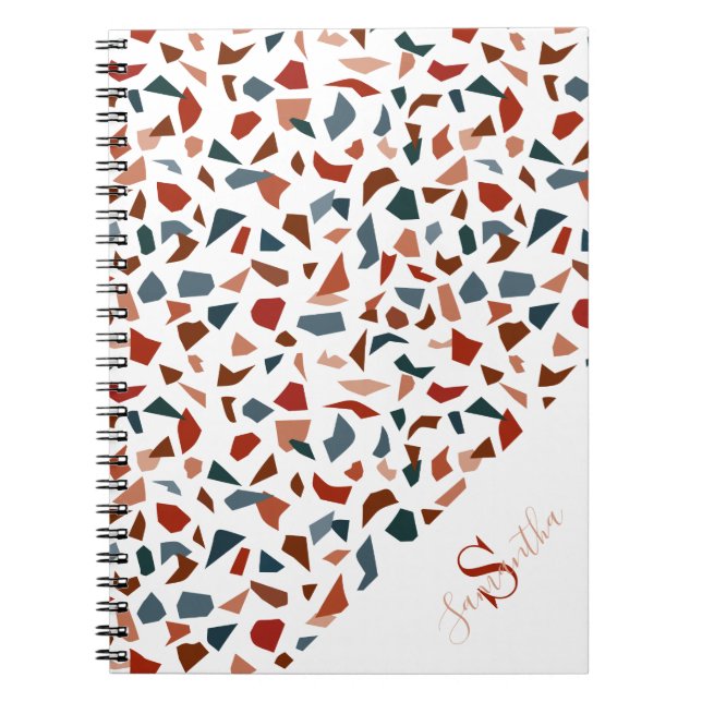 Caderno Espiral Modern Terrazzo Pattern Monograma (Frente)