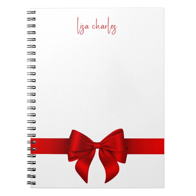 Caderno Espiral Modern Trendy Elegant Red Bow Girly (Frente)