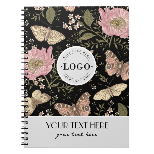 Caderno Espiral Modern Trendy Wildflower Floral Monograma Botânico (Frente)