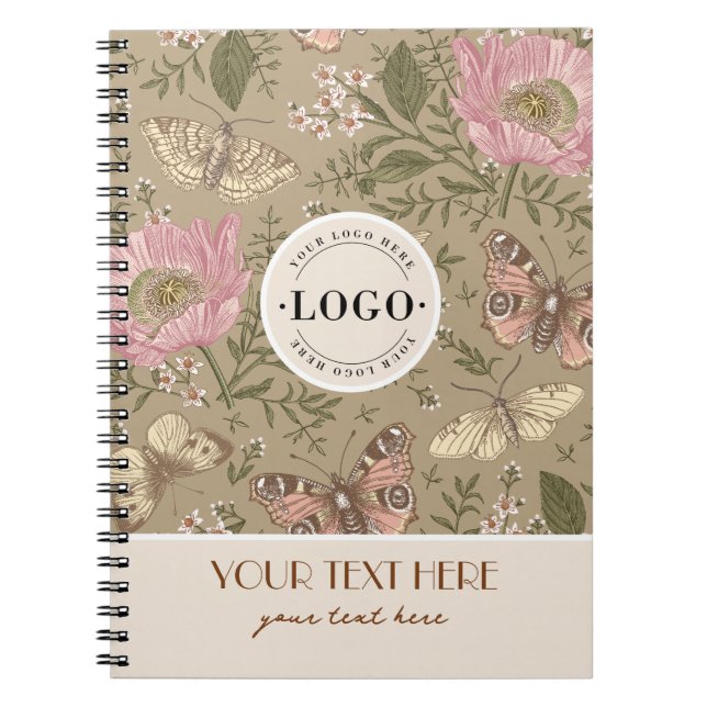 Caderno Espiral Modern Trendy Wildflower Floral Monograma Botânico (Frente)