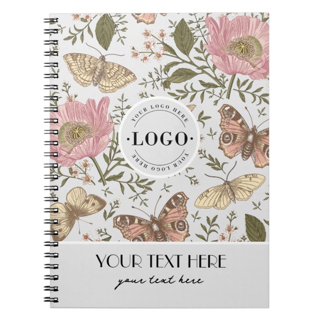 Caderno Espiral Modern Trendy Wildflower Floral Monograma Botânico (Frente)