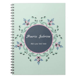 Caderno Espiral Modern turquoise Pink Floral Mandala Doodles