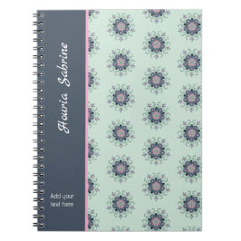 Caderno Espiral Modern turquoise Pink Floral Mandala Doodles
