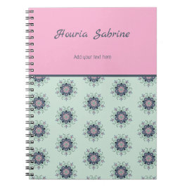 Caderno Espiral Modern turquoise Pink Floral Mandala Doodles