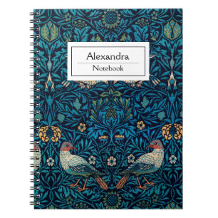 Caderno Espiral Modern William Morris Monogramas Birds