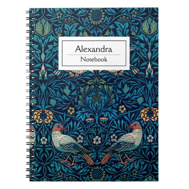 Caderno Espiral Modern William Morris Monogramas Birds (Frente)