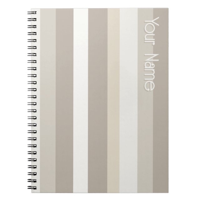 Caderno Espiral Moderna Linear | Alabastro e Osso Personalizado (Frente)