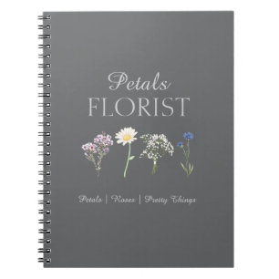 Caderno Espiral Moderna Marca de Negócios de Florista Boutique