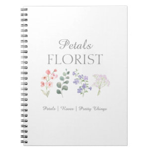Caderno Espiral Moderno Branding de Negócios de Florista Boutique