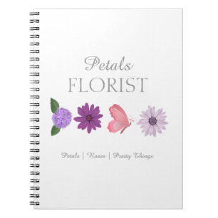 Caderno Espiral Moderno Branding de Negócios de Florista Boutique