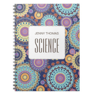 Caderno Espiral Moderno Chic Azul-Marinho Padrão Simples Classe