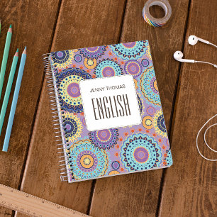 Caderno Espiral Moderno Chic Fofo Tendência Colorido Padrão Classe