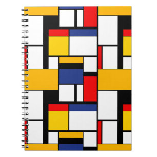 Caderno Espiral Moderno da Composição Geométrica Minimalista Mondr