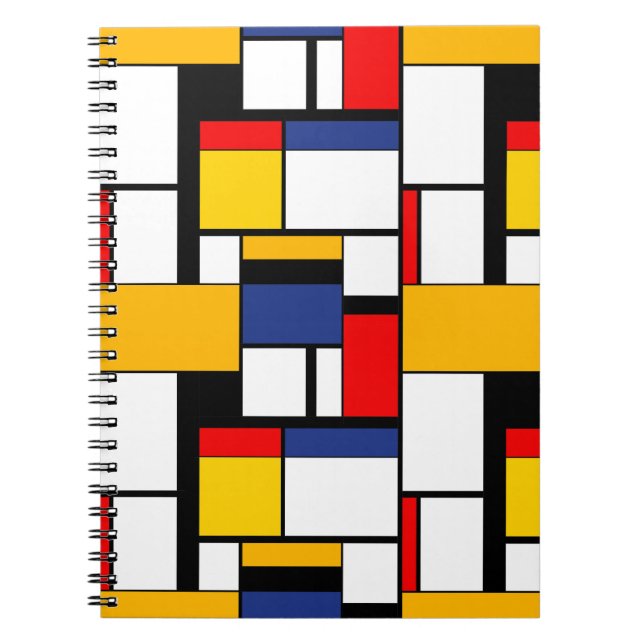 Caderno Espiral Moderno da Composição Geométrica Minimalista Mondr (Frente)