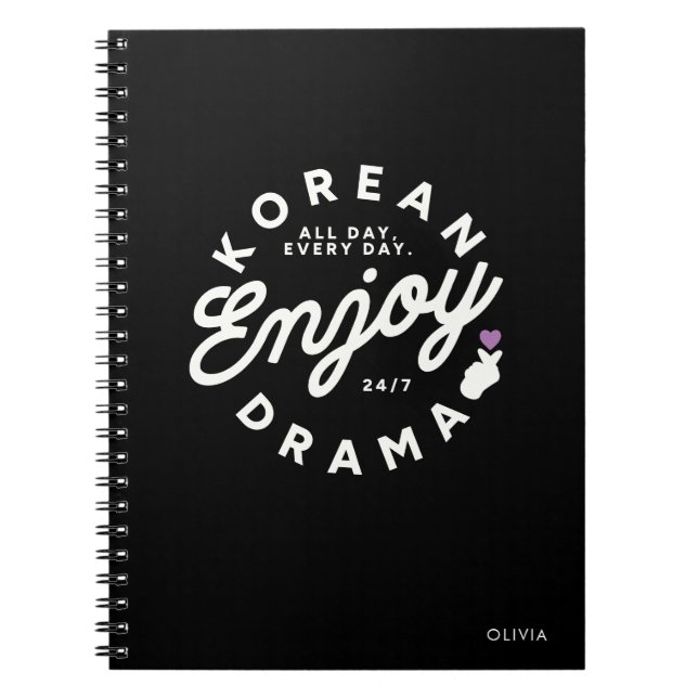 Caderno Espiral Moderno Desfrute do Drama Coreano Lover Personaliz (Frente)