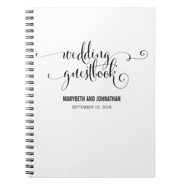Caderno Espiral Moderno Fazemos Roteiro De Casamento De Guest Book (Frente)