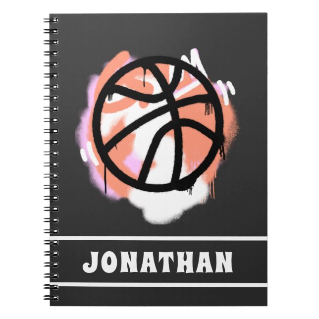 Caderno Espiral Moderno Grafite de Bola de Basquete para Meninos P (Frente)