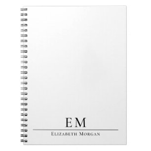 Caderno Espiral Moderno Monogramado Minimalista Elegante Preto Bra