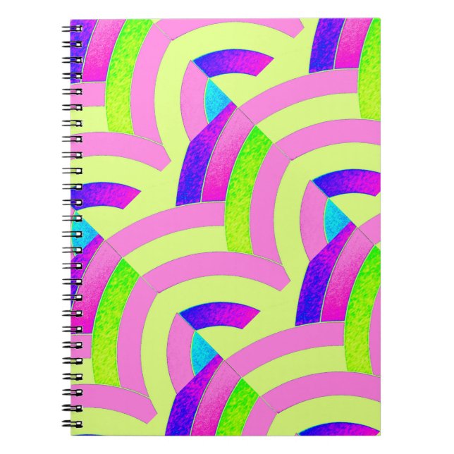 Caderno Espiral moderno na moda cor-de-rosa/verde (Frente)