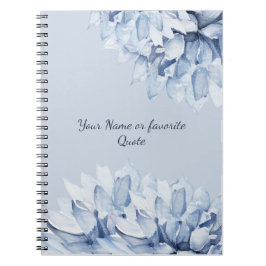 Caderno Espiral Moderno Personalizado Azul Derrante Floral
