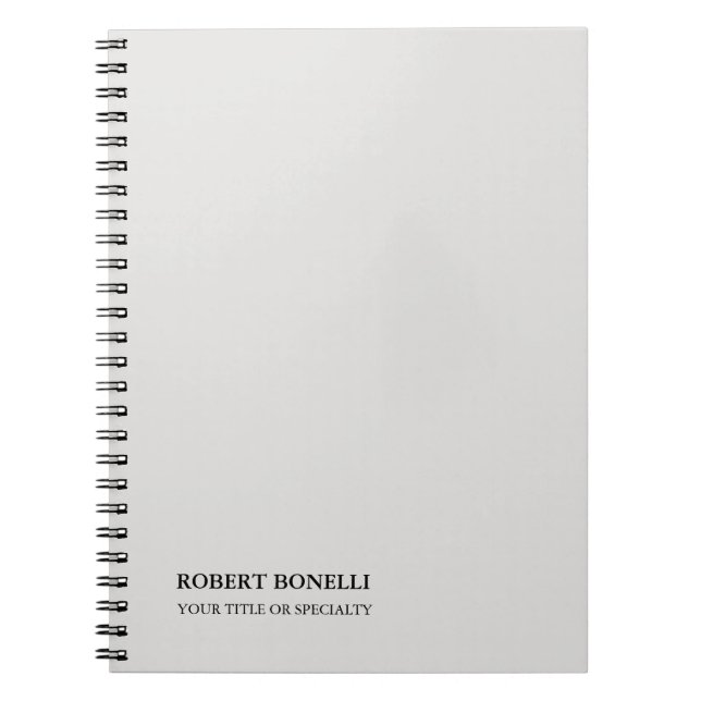 Caderno Espiral Moderno Platinado Cinza Único Estiloso Minimalista (Frente)